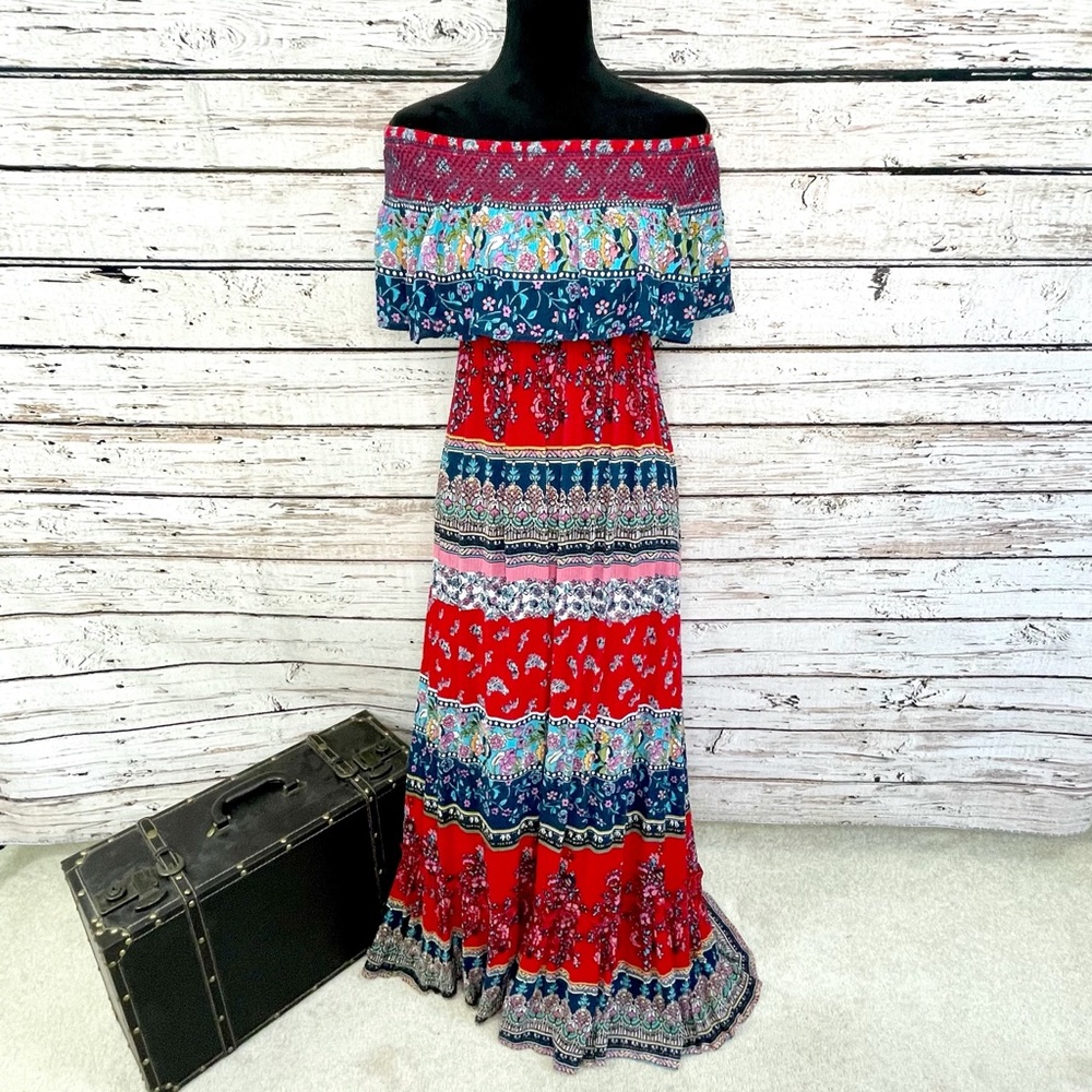 Patrons of Peace Red Señorita Shoulder Dress Small - Picture 2 of 6